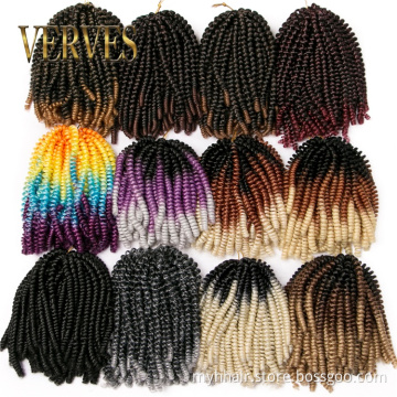 Spring Twist Hair Synthetic Wholesale 8 inch Ombre Spring Twist Bounce Crochet Braids Synthetic Braiding Hair